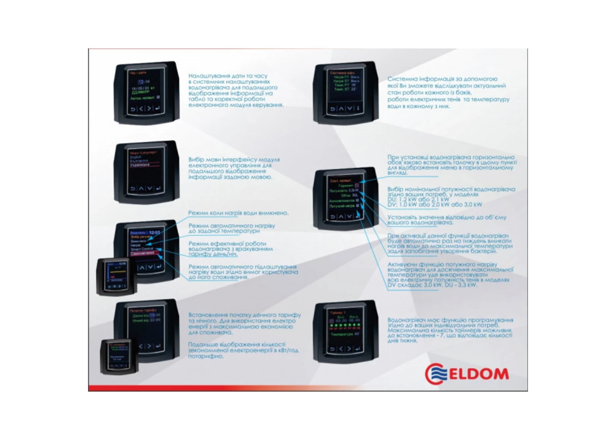 Фото 6 - Водонагрівач Eldom GALANT 100  2100+1200 W  DU100W-W ELDOM
