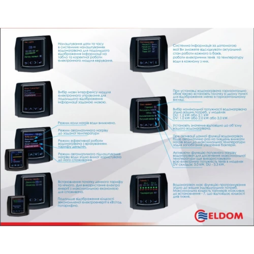 Фото 6 - Водонагрівач Eldom GALANT 100  2100+1200 W  DU100W-W ELDOM
