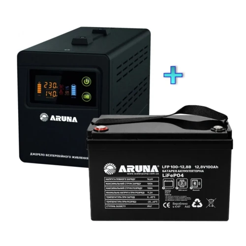 Комплект безперебійного живлення для квартири ARUNA UPS 1000TOR та LFP100-12B