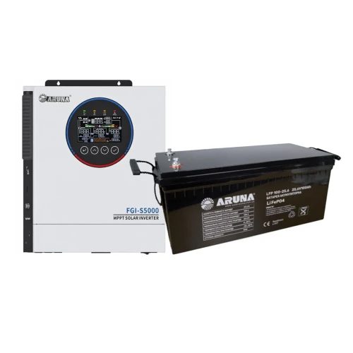 Комплект резервного питания 5 кВт ARUNA (инвертор FGI S5000/24 ​​и LFP 100-25,6B)