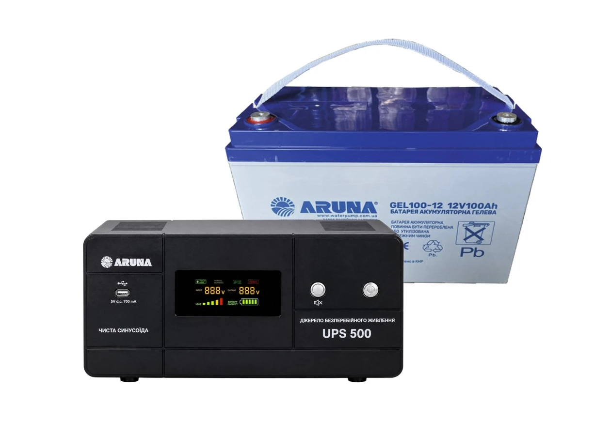 Фото 1 - Комплект резервного живлення для котла ARUNA UPS 500 та GEL 100-12