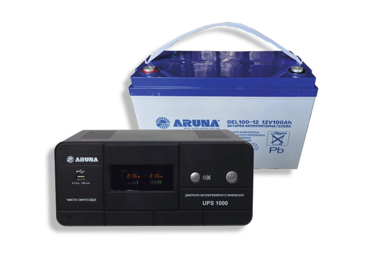 Фото 1 - Комплект резервного живлення для котла ARUNA UPS 1000 та GEL 100-12