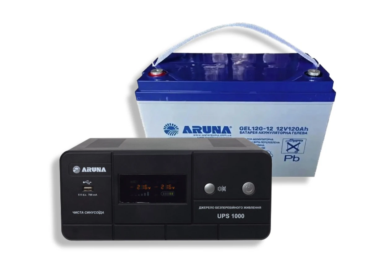 Фото 1 - Комплект резервного живлення для котла ARUNA UPS 1000 та GEL 120-12
